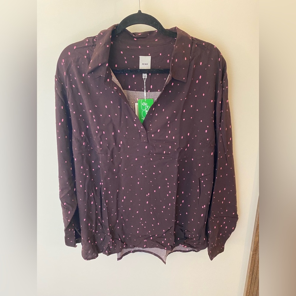 ICHI Coffee Bean Polka Dot Top
